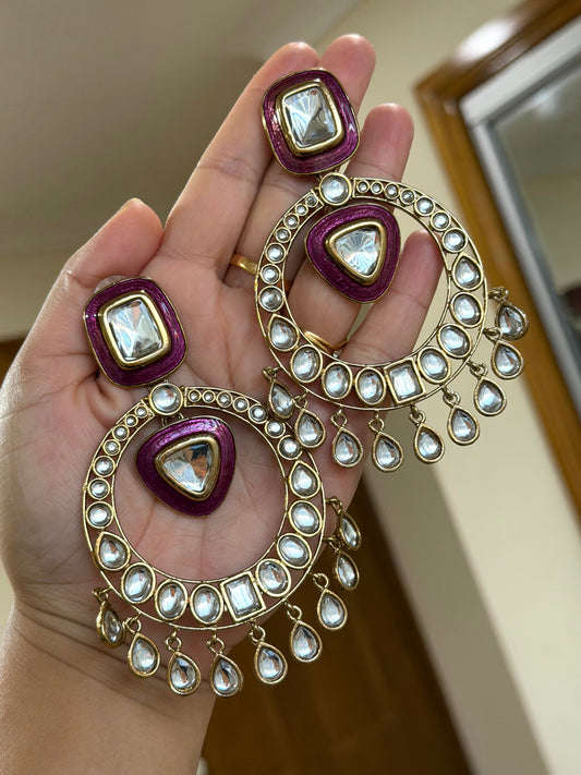 Oversized kundan earrings