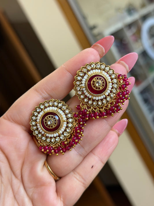 Kundan studs( Hot pink)