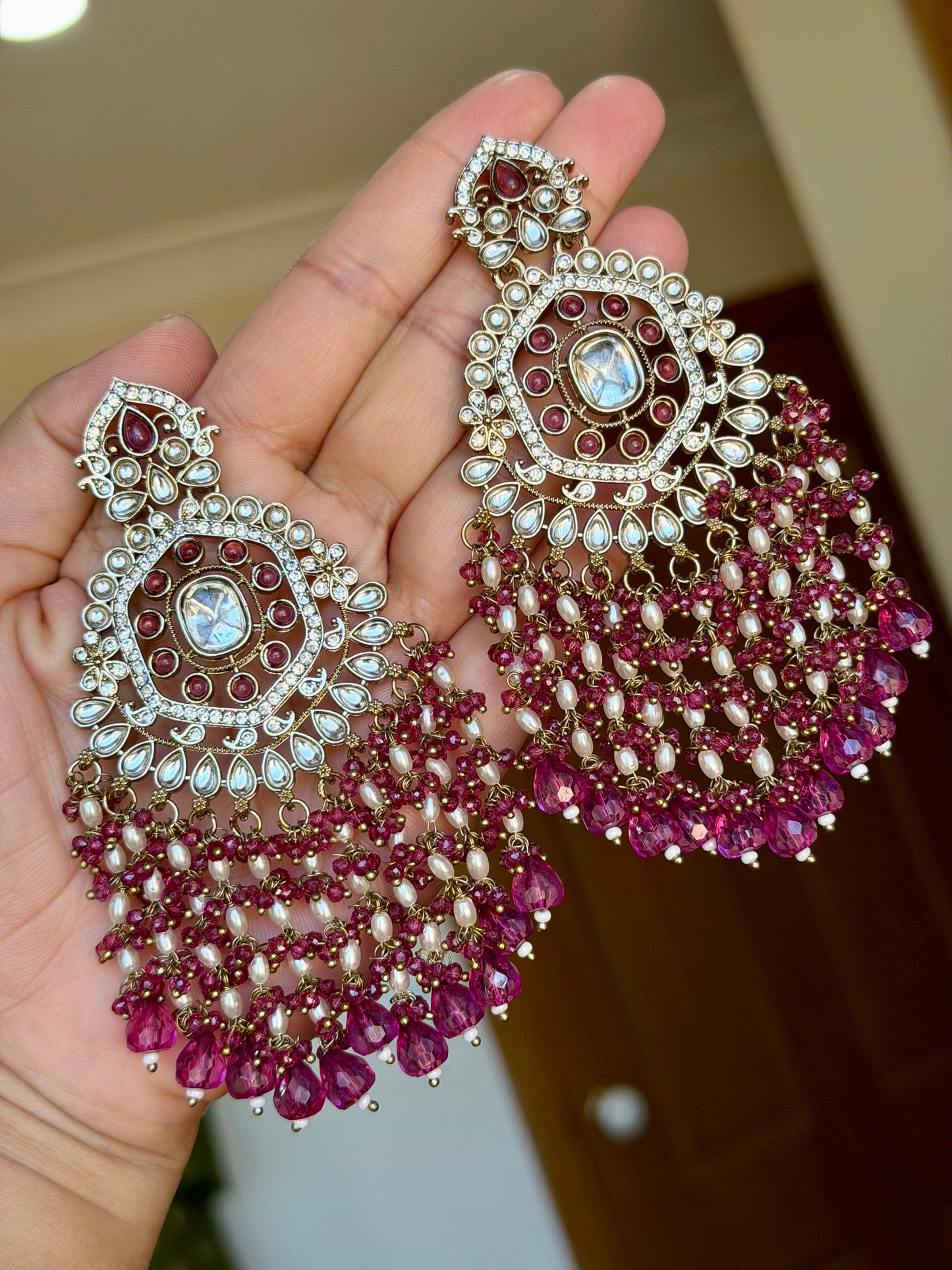 Oversized kundan earrings