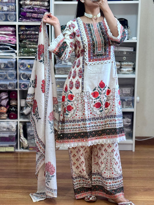 Pure cotton with hand work suit