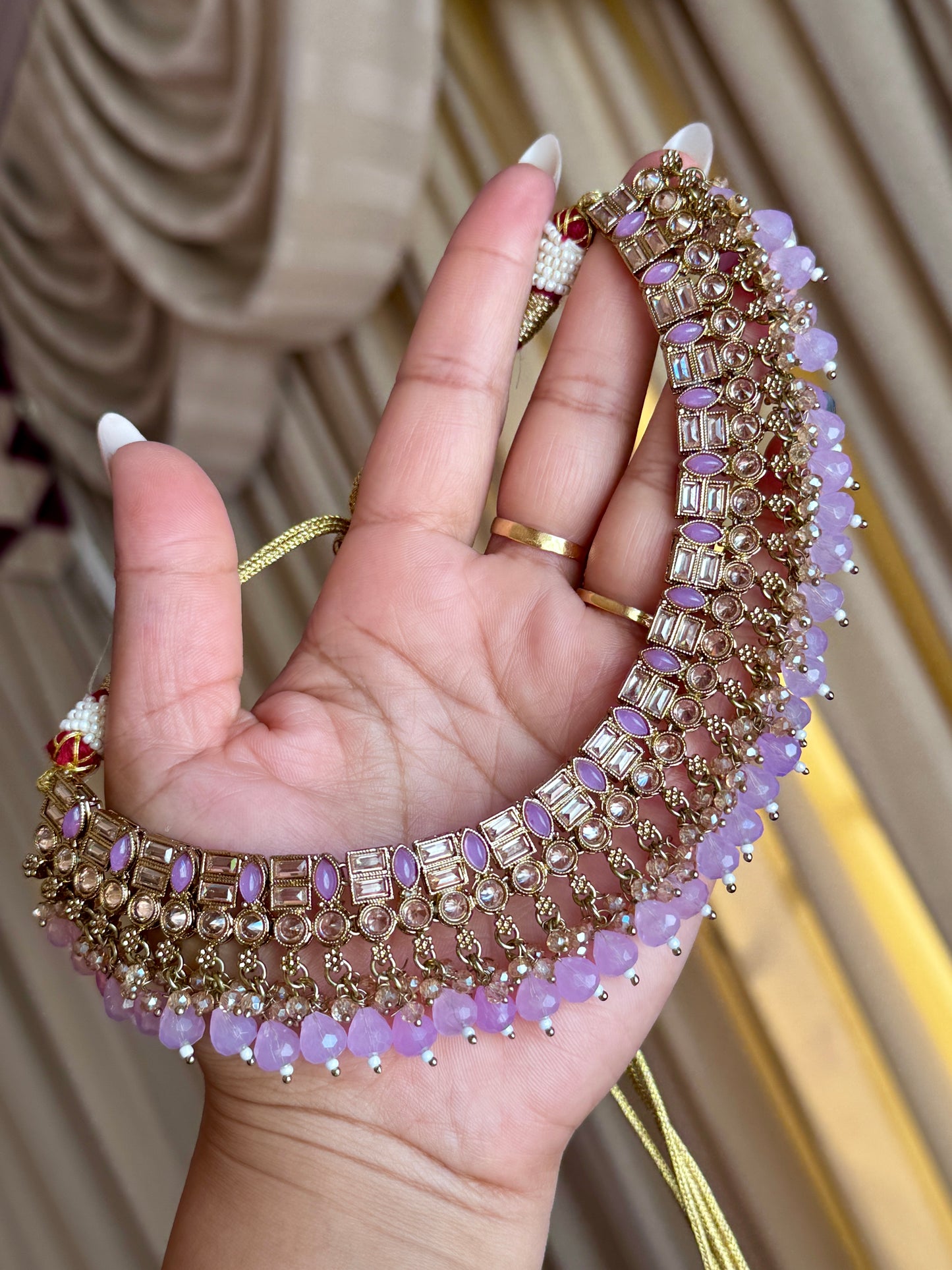 Polki necklace set lavender