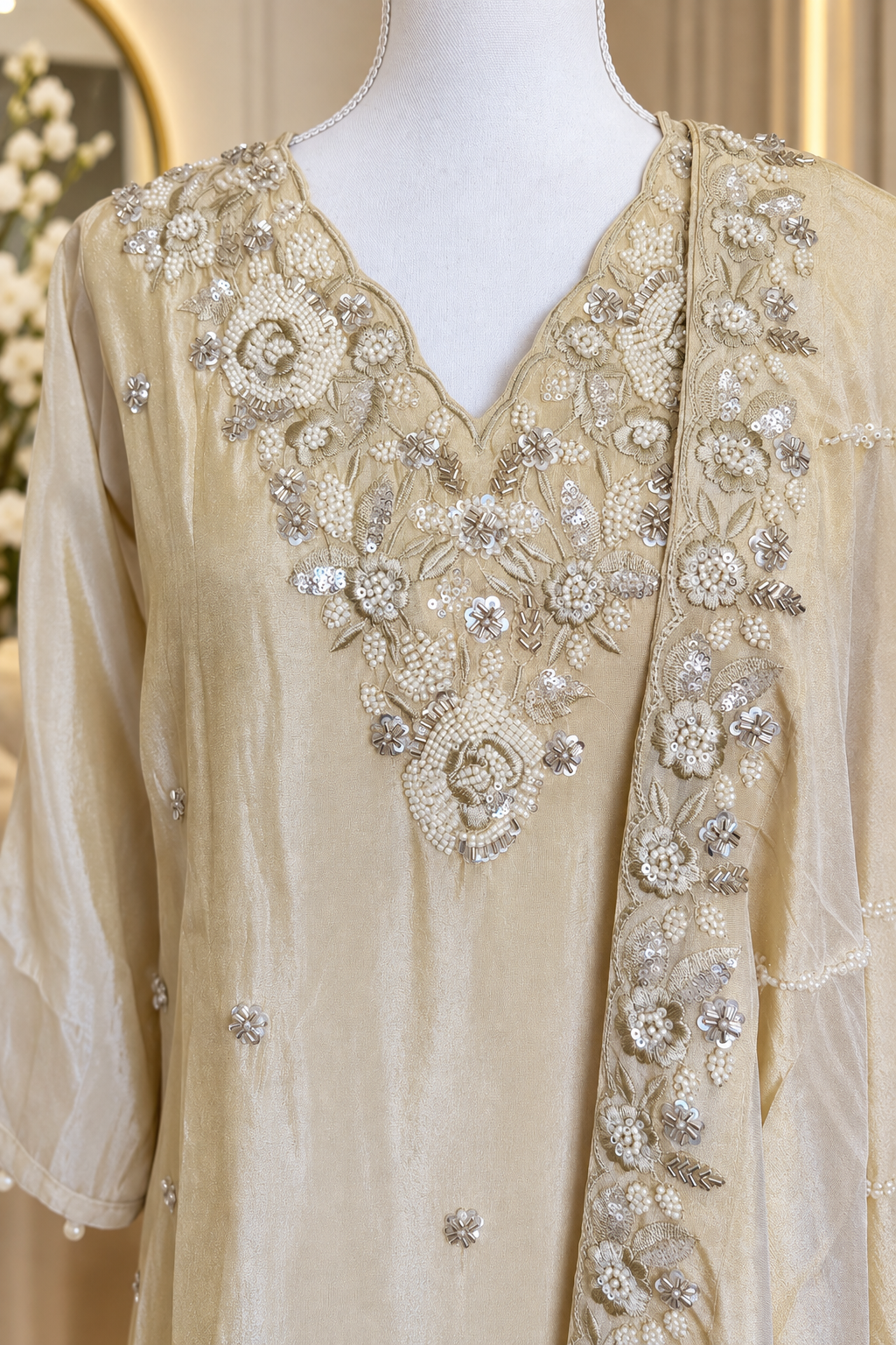 ✨ Premium Handwork Shimmer Silk Suit ✨