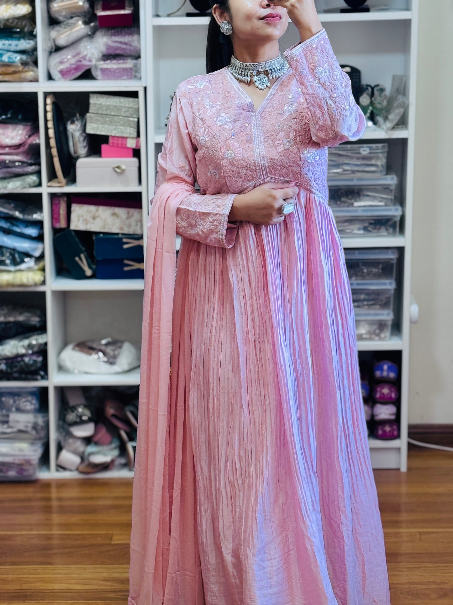 PREMIUM SILK ANARKALI(Free size stitch)