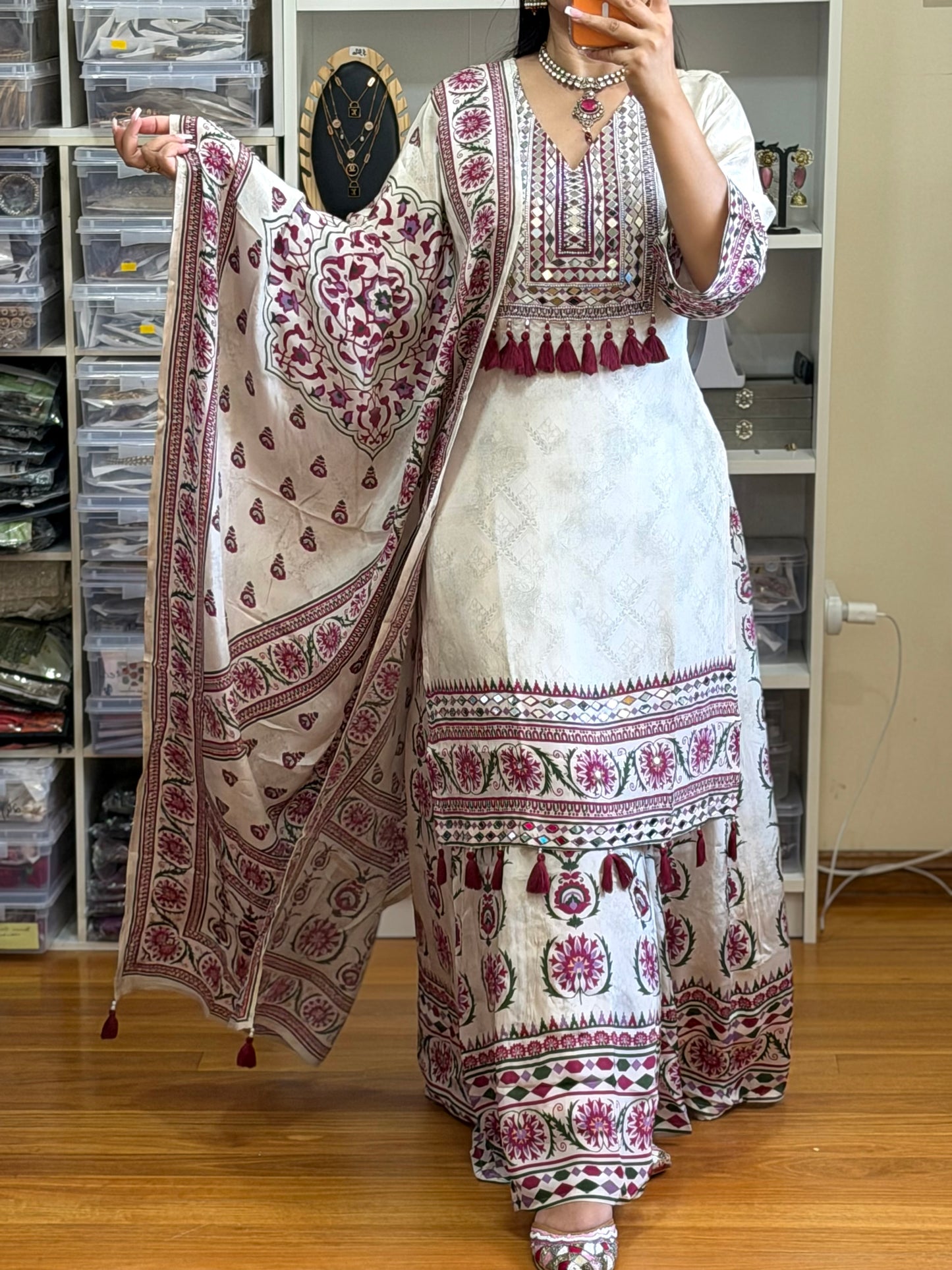 Pure crepe silk suit