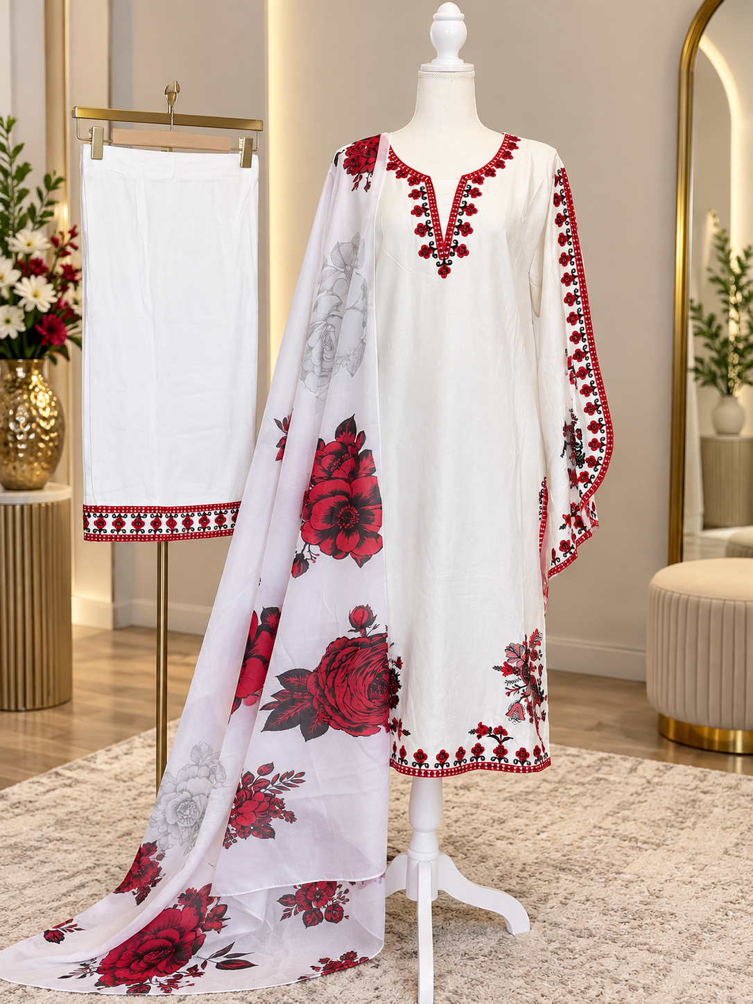 Premium Heavy Rayon Embroidered Suit Set