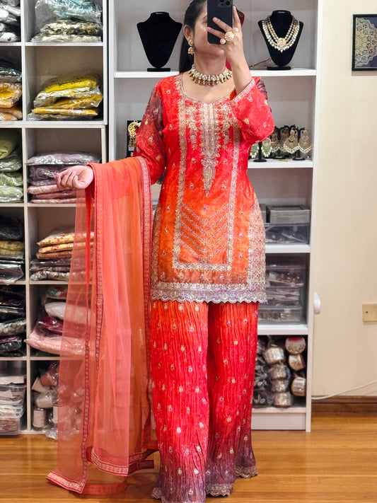 Designer Sherara suit ( Ready size 42 with margin/FREE SIZE)
