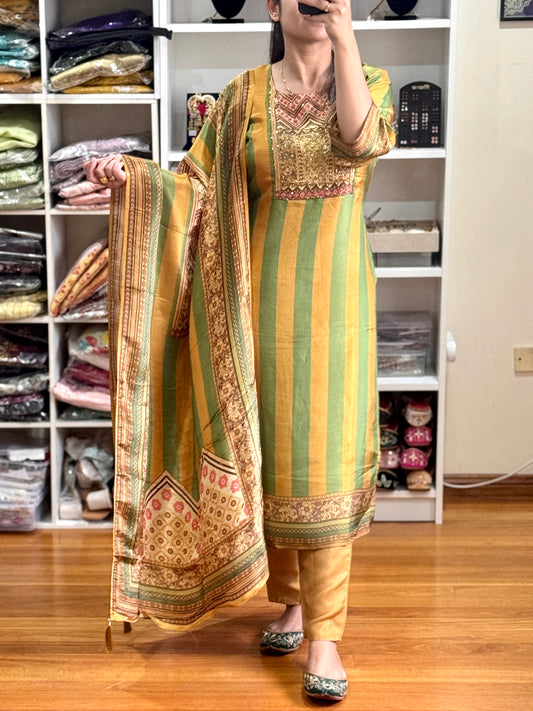 Pure shimmer with heavy handwork suit