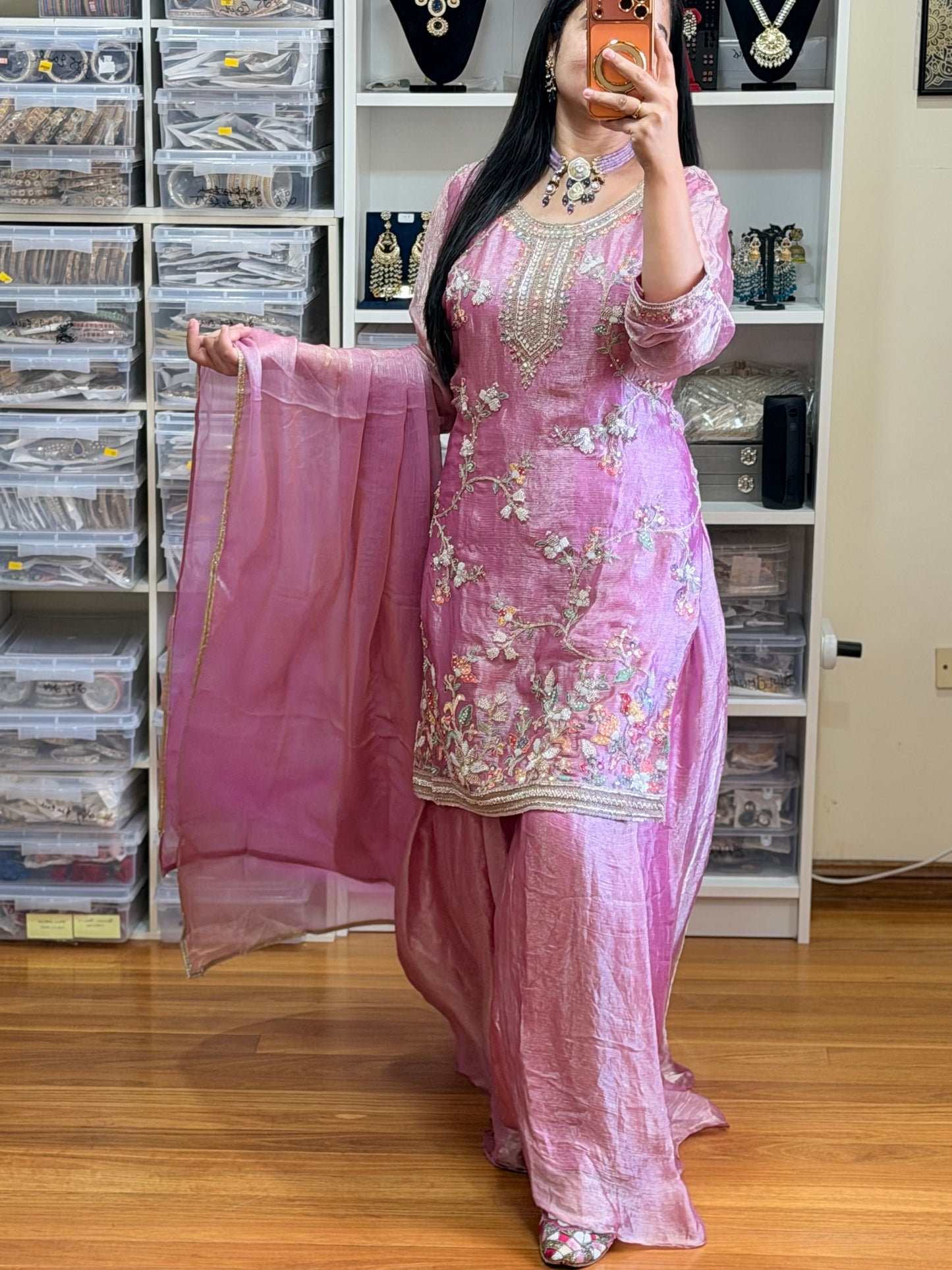 Fandy with heavy handwork Suit( Ready size 42 with margin up to 46)