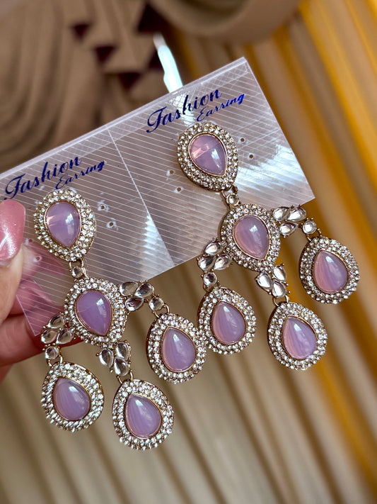 Kundan earrings lavender