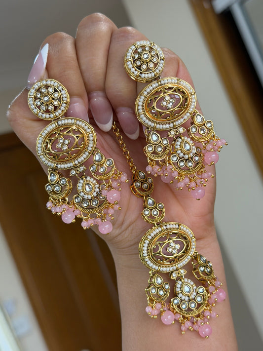 Kundan earrings tikka set