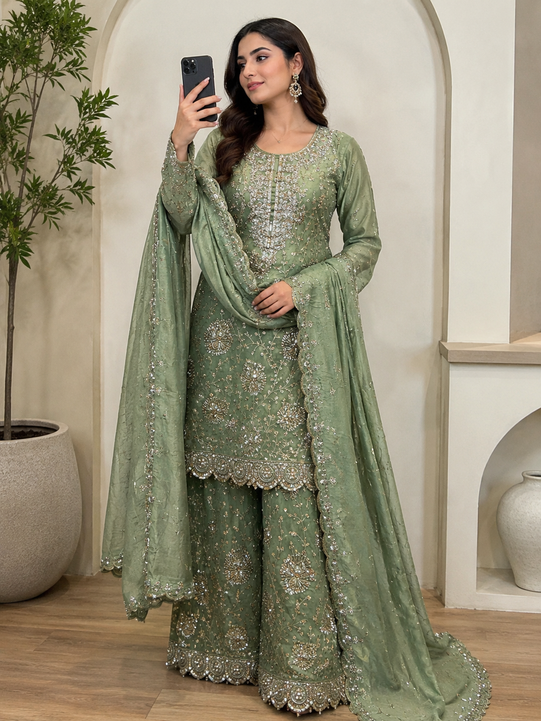 ✨ Premium Shimmer Sharara Suit