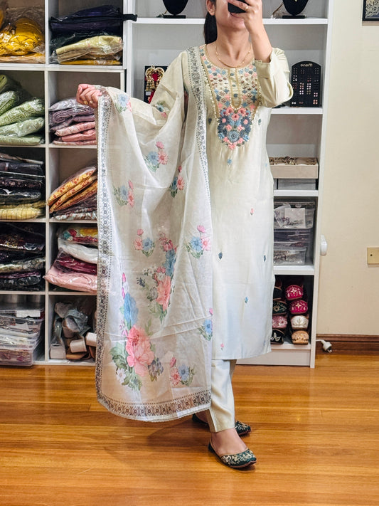 Roman silk with heavy handwork suit