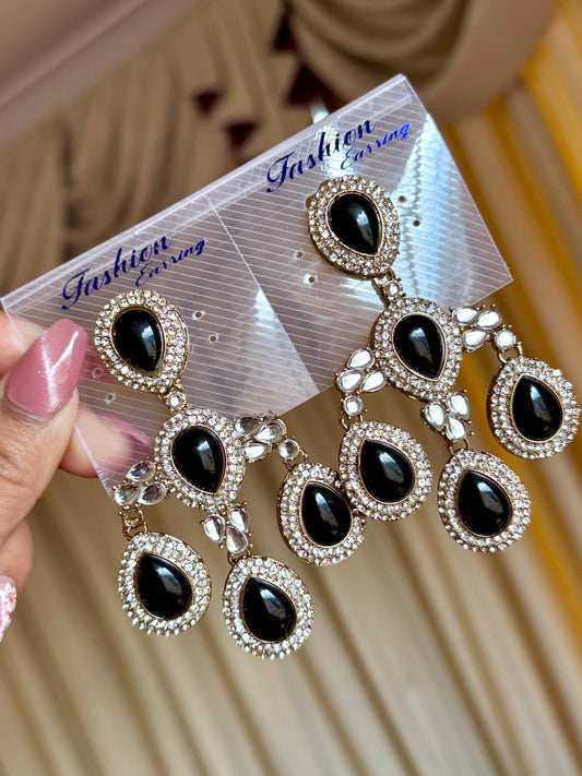Kundan earrings black