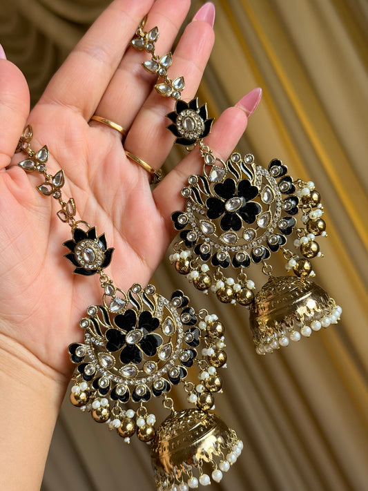 Kundan Jhumka with Detachable Sahara