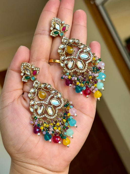Kundan earrings multi