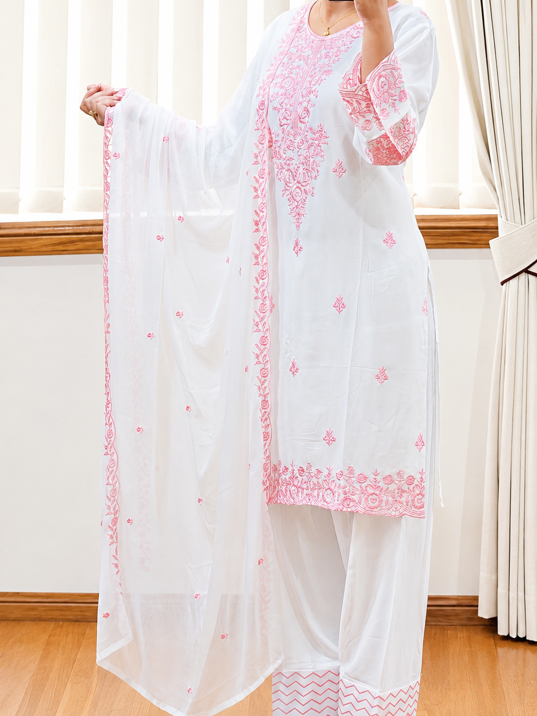 Premium Rayon Lucknowi Embroidered Suit Set
