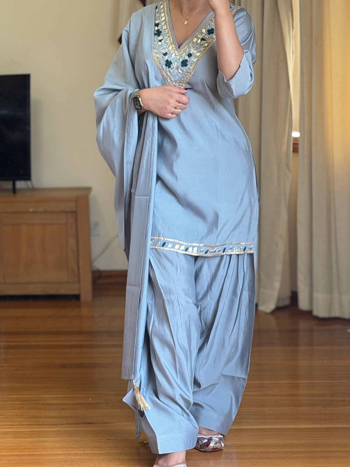 Roman silk salwar suit