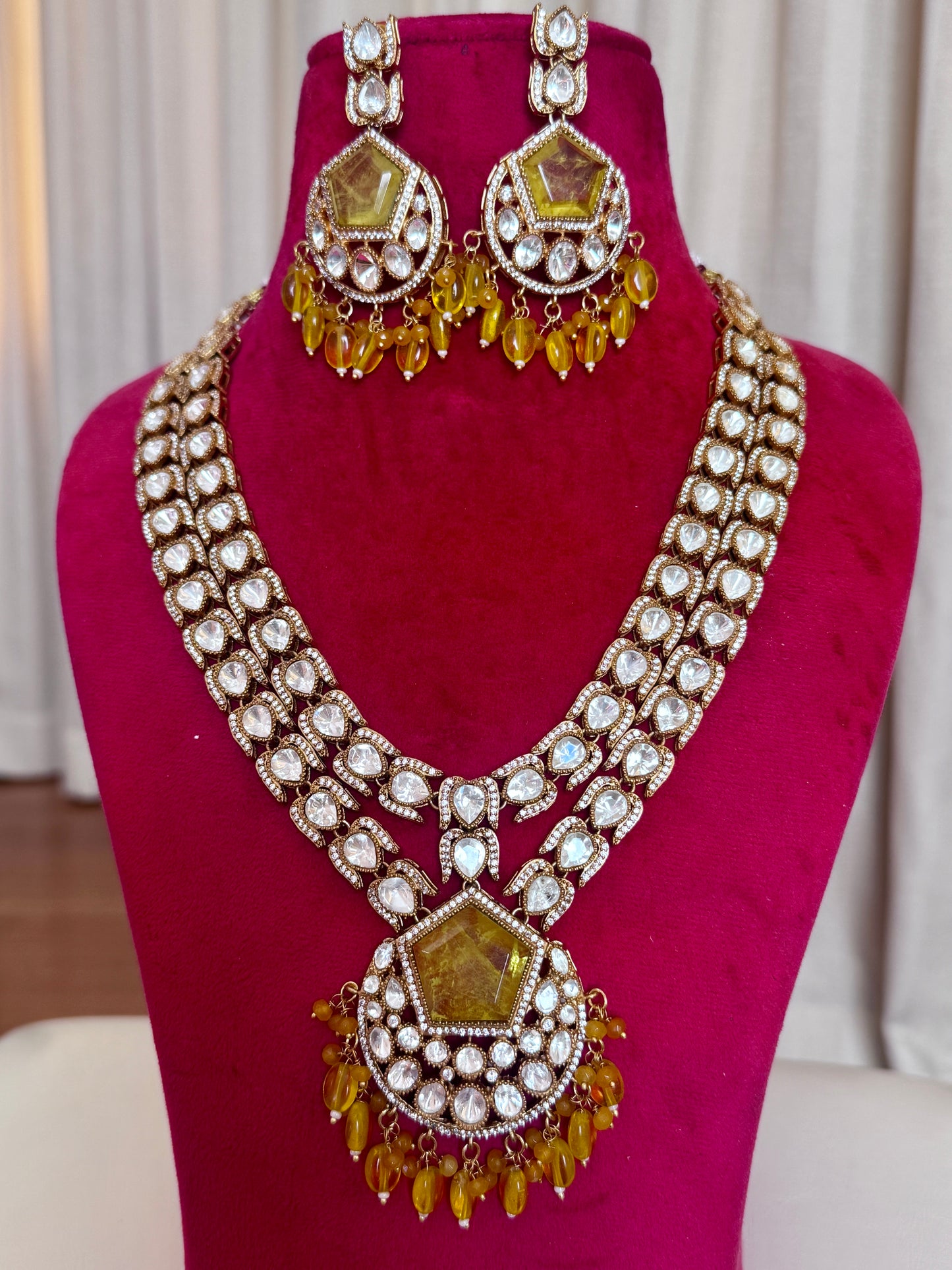 Premium moissanite Tyani inspired medium long necklace set