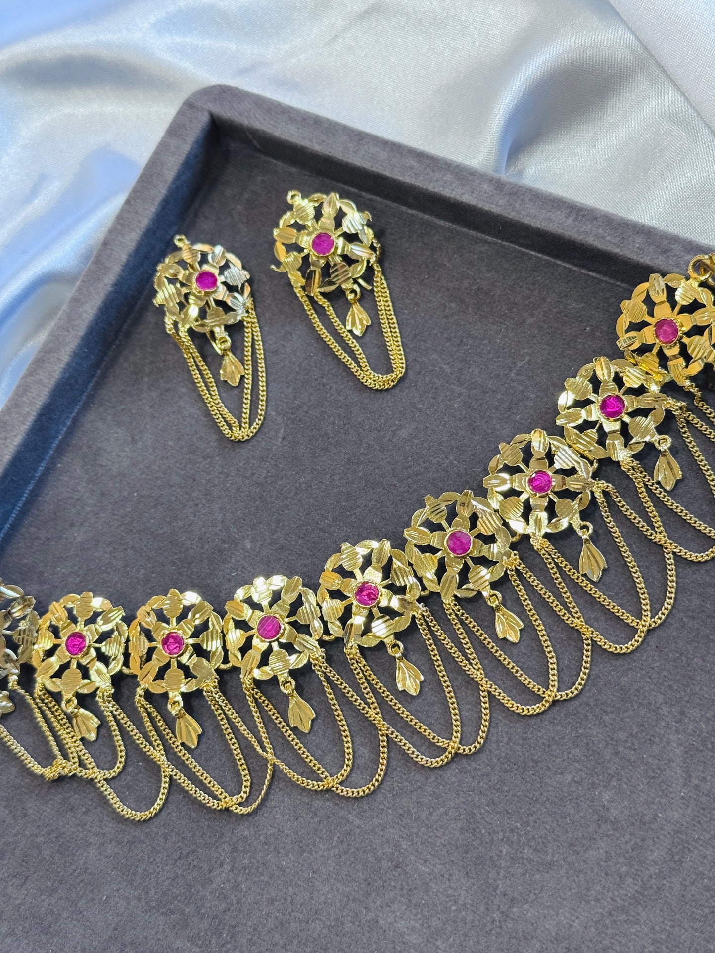 Premium gold look necklace set