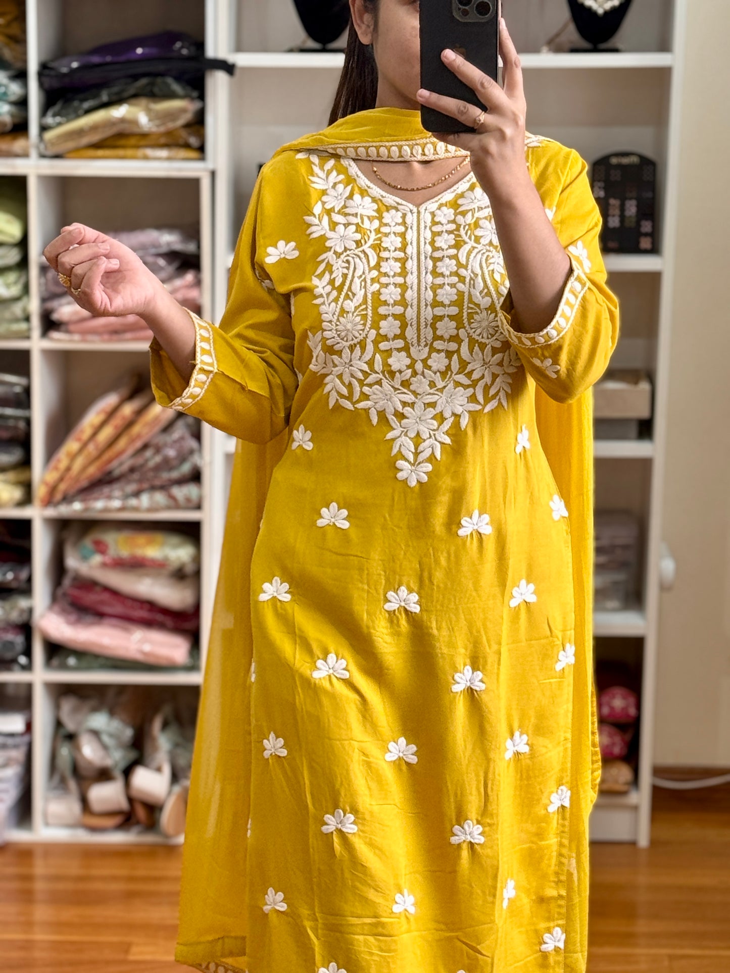 Heavy reyon with lakhnavi work suit