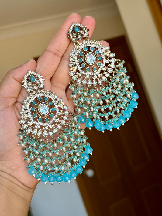Oversized kundan earrings