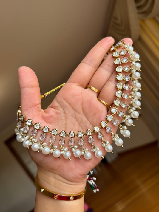 Premium tyani with polki necklace set