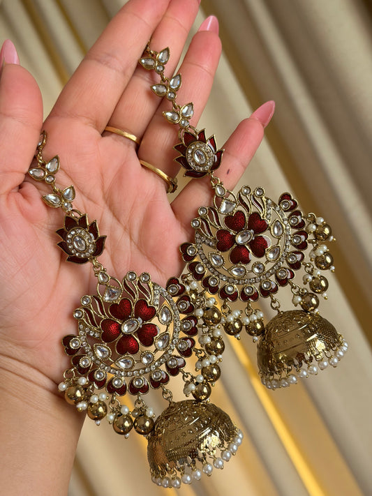 Kundan Jhumka with Detachable Sahara