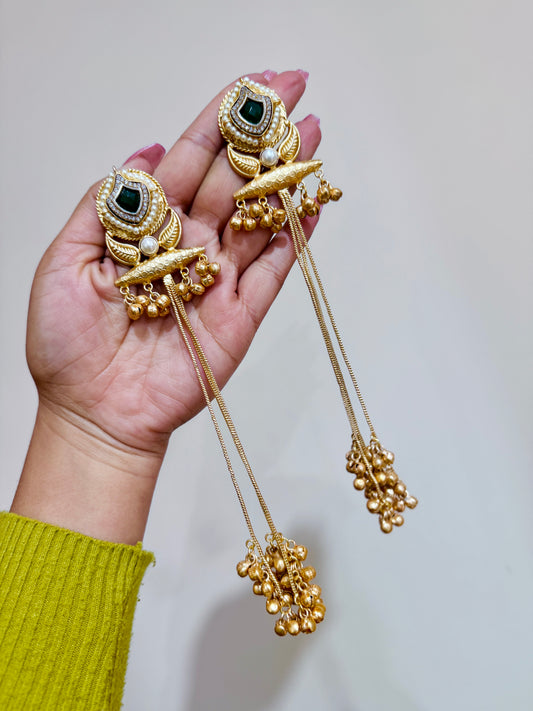 Long kashmiri earrings( Green colour)