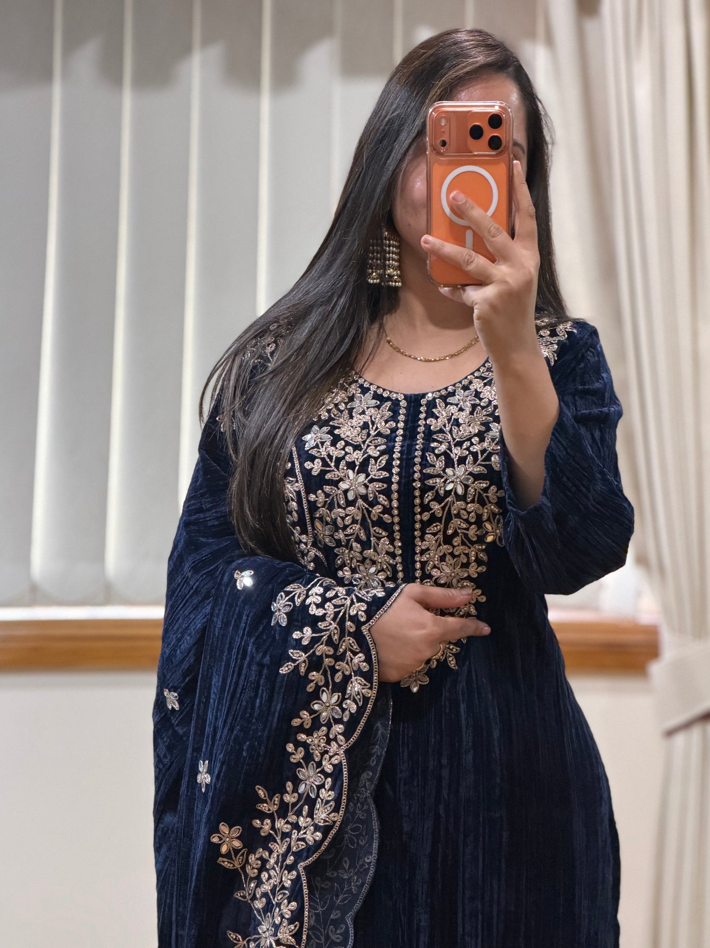 Wrinkled Velvet Suit( Blue)