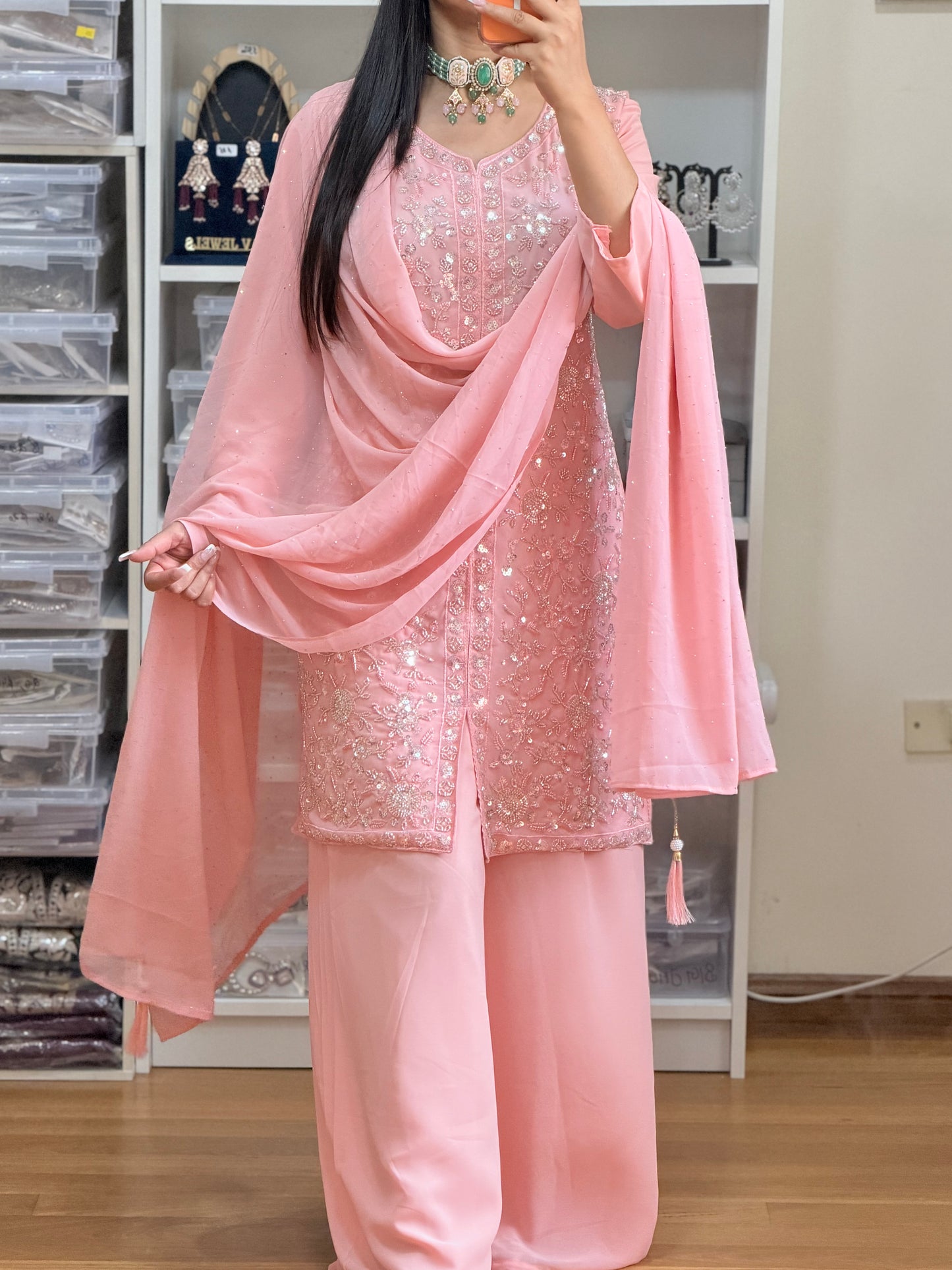 Georgette Heavy Embroidery Sharara Suit