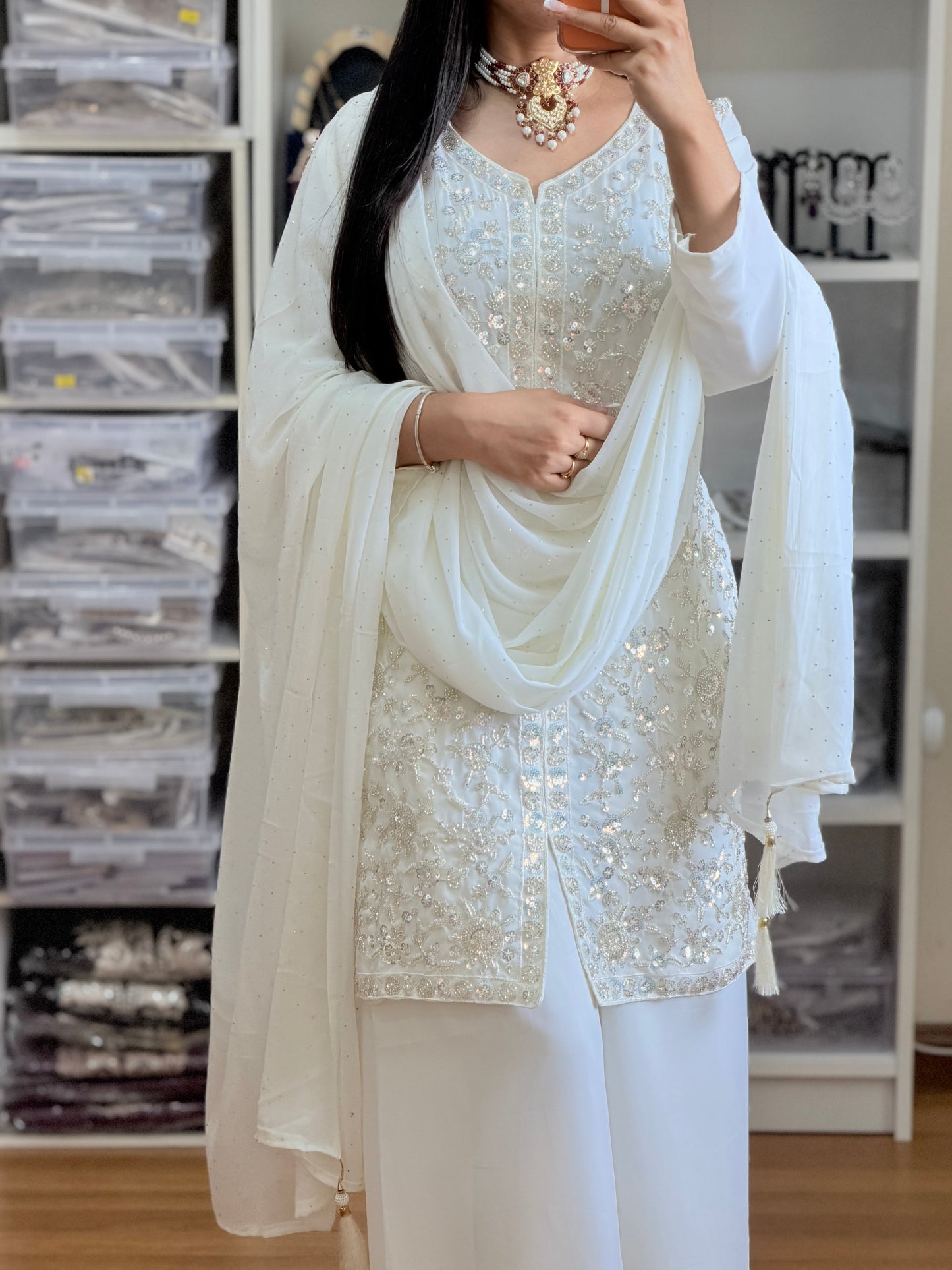 Georgette Heavy Embroidery Sharara Suit