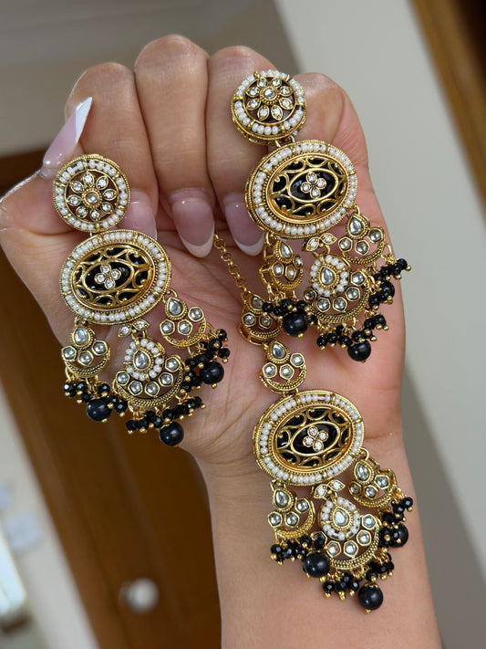Kundan earrings tikka set