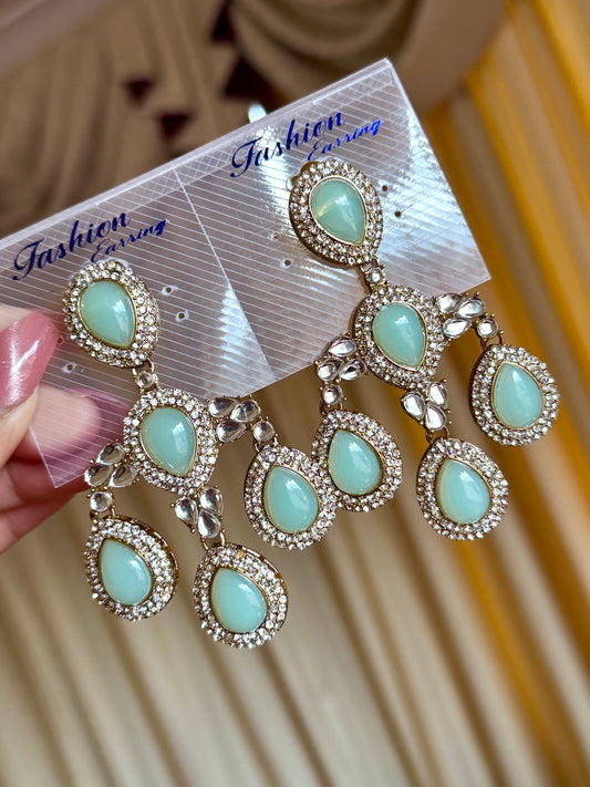Kundan earrings mint