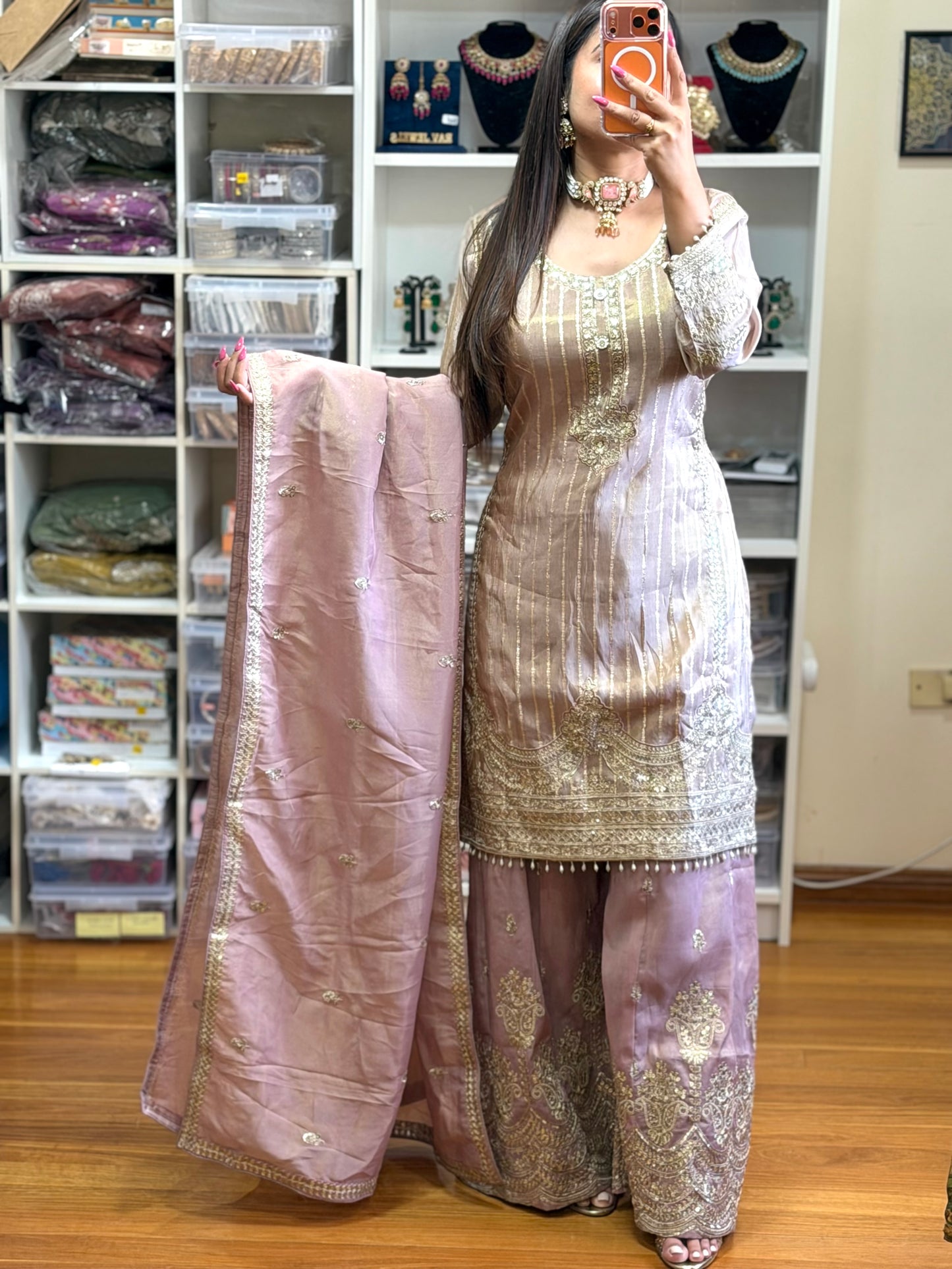 PURE VISCOS SIMAR JACQUARD SILK SUIT ( READY SIZE 42 with margin up to 46)