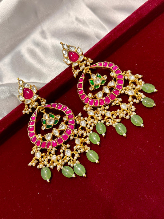 Premium Pachi kundan earrings