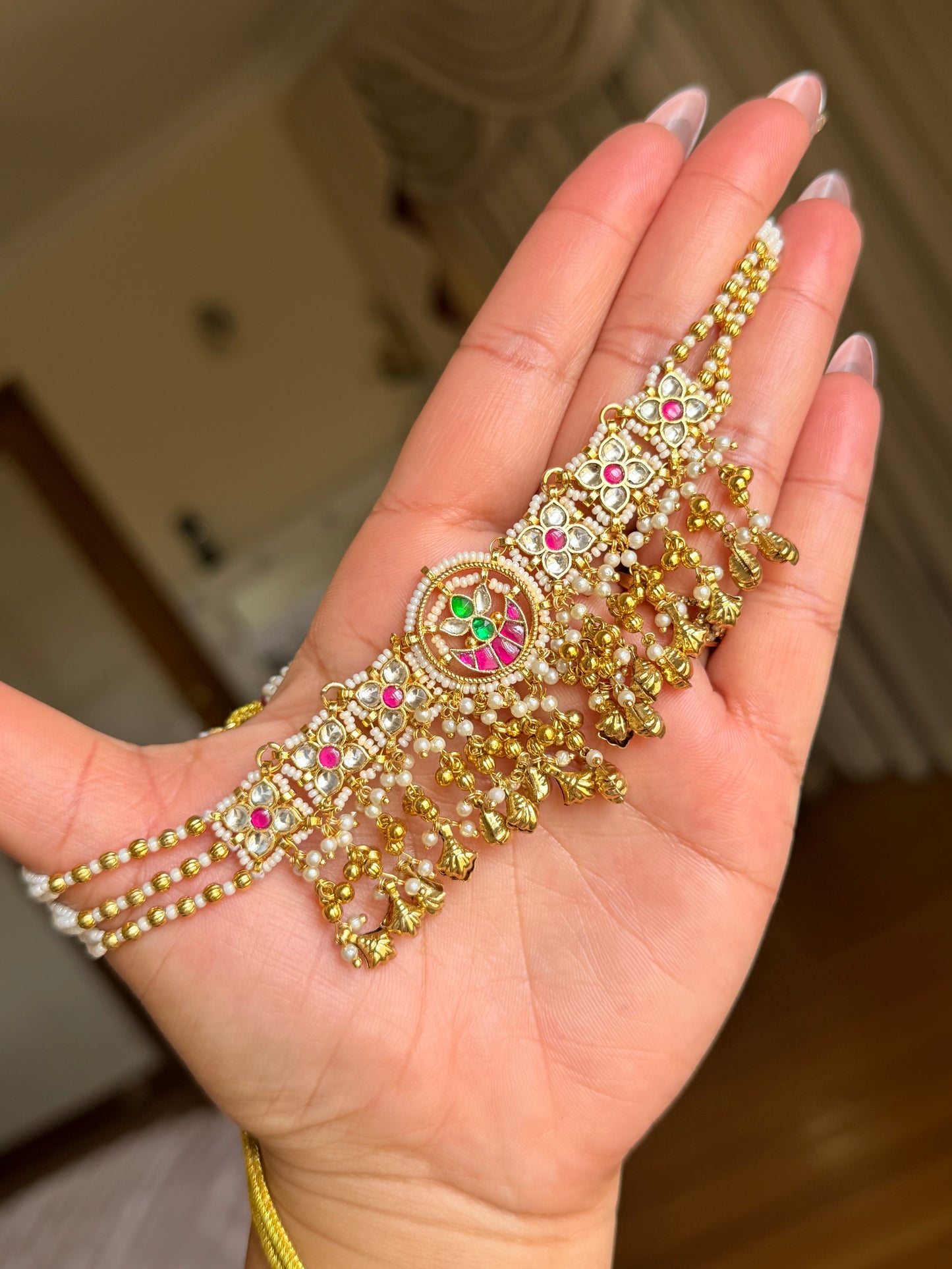 Pachi kundan chokar set