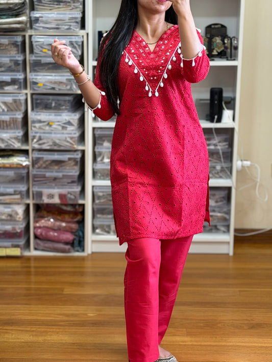 ✨ Elegant Cotton Chikankari Cord Set 🌸