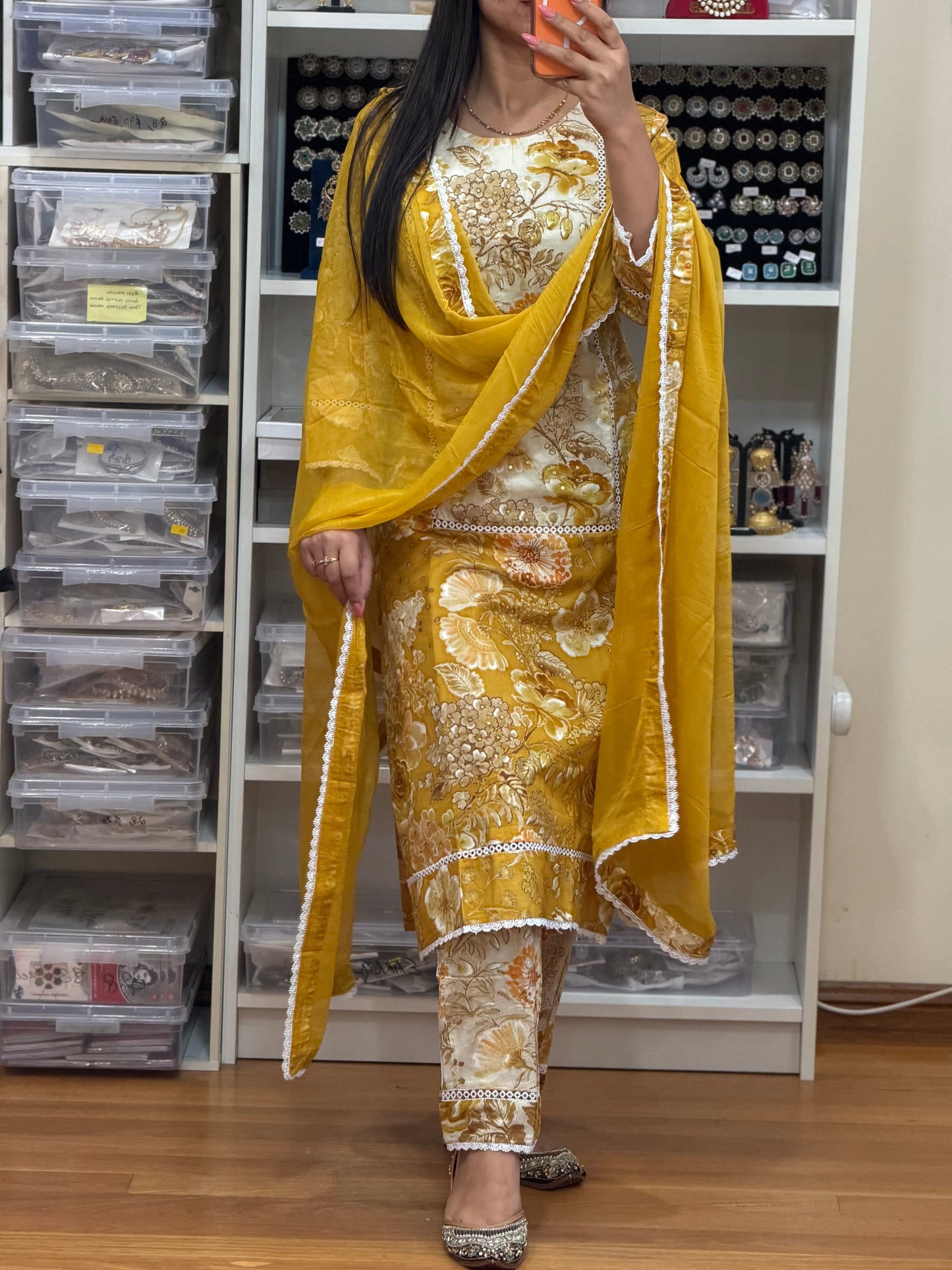 Premium Cotton Suit with Heavy Handwork & Chiffon Dupatta