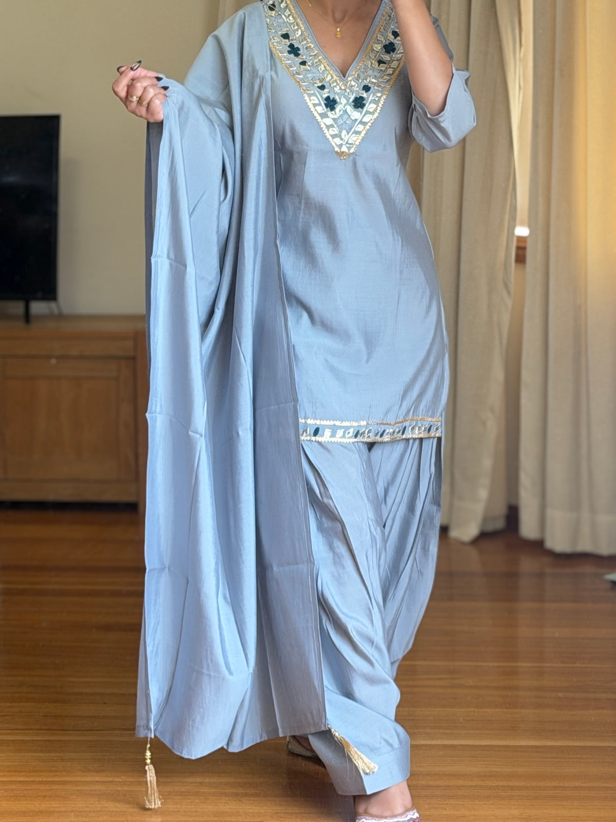 Roman silk salwar suit