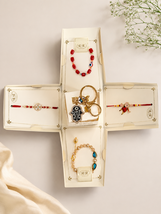 Rakhi combo(Bracelet colour may vary and is available in Red or Maroon)