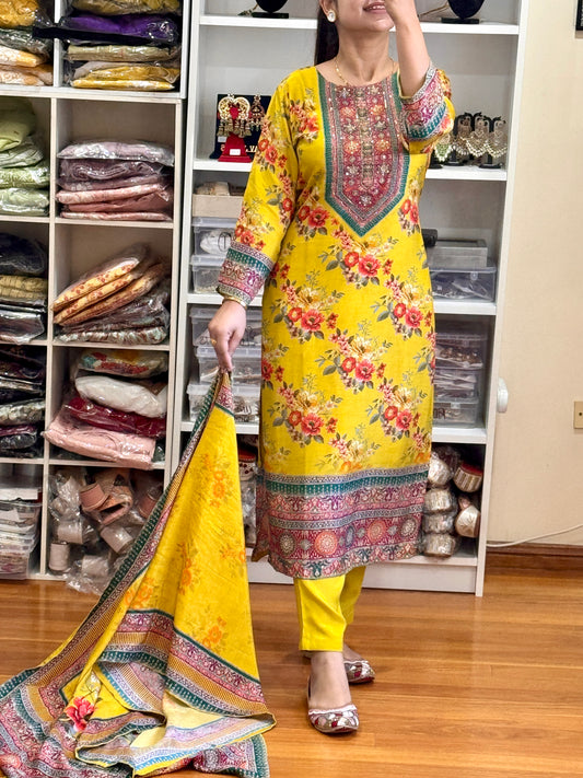 Pure muslin straight suit
