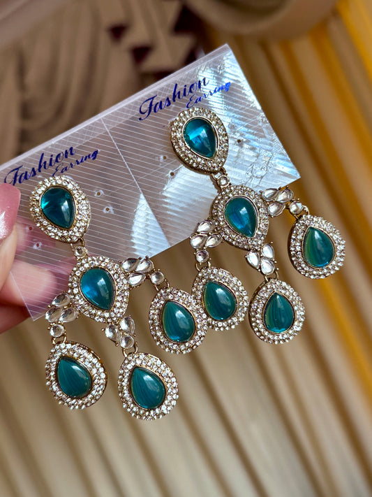 Kundan earrings peacock