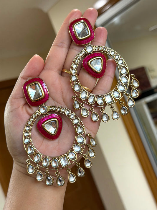 Oversized kundan earrings