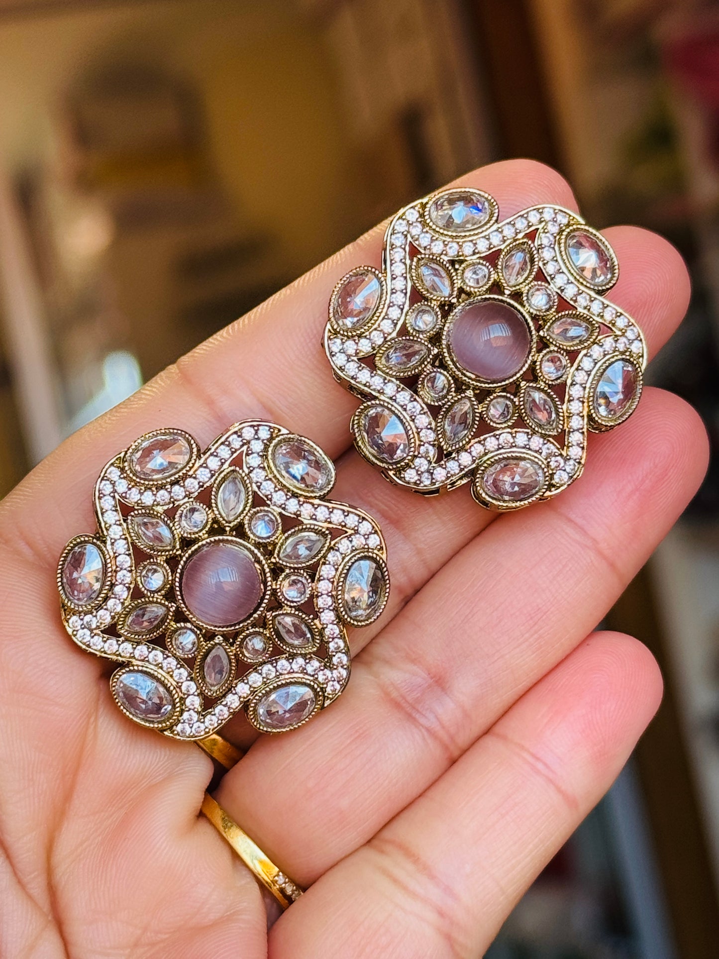 Oversized polki studs