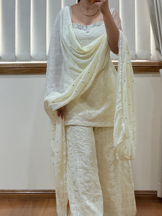 Premium Georgette Heavy Work Sharara Suit ( Ready size 42 margin upto 44)