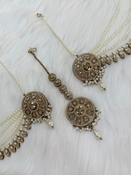 Polki earrings with attached sehare