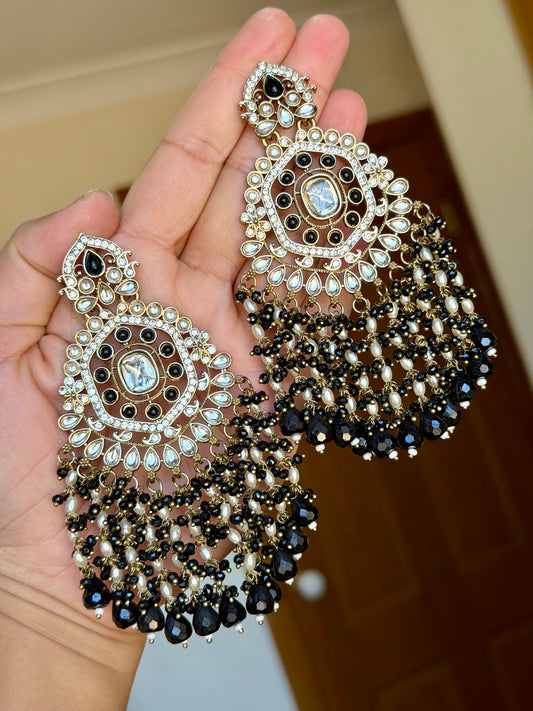 Oversized kundan earrings