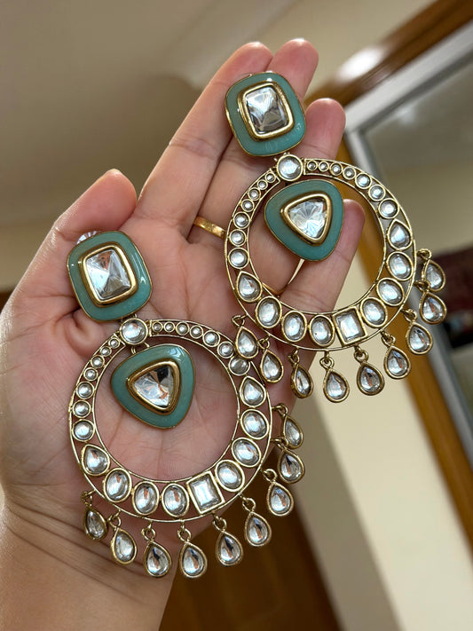 Oversized kundan earrings