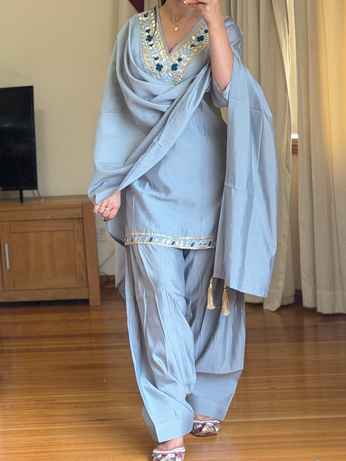 Roman silk salwar suit