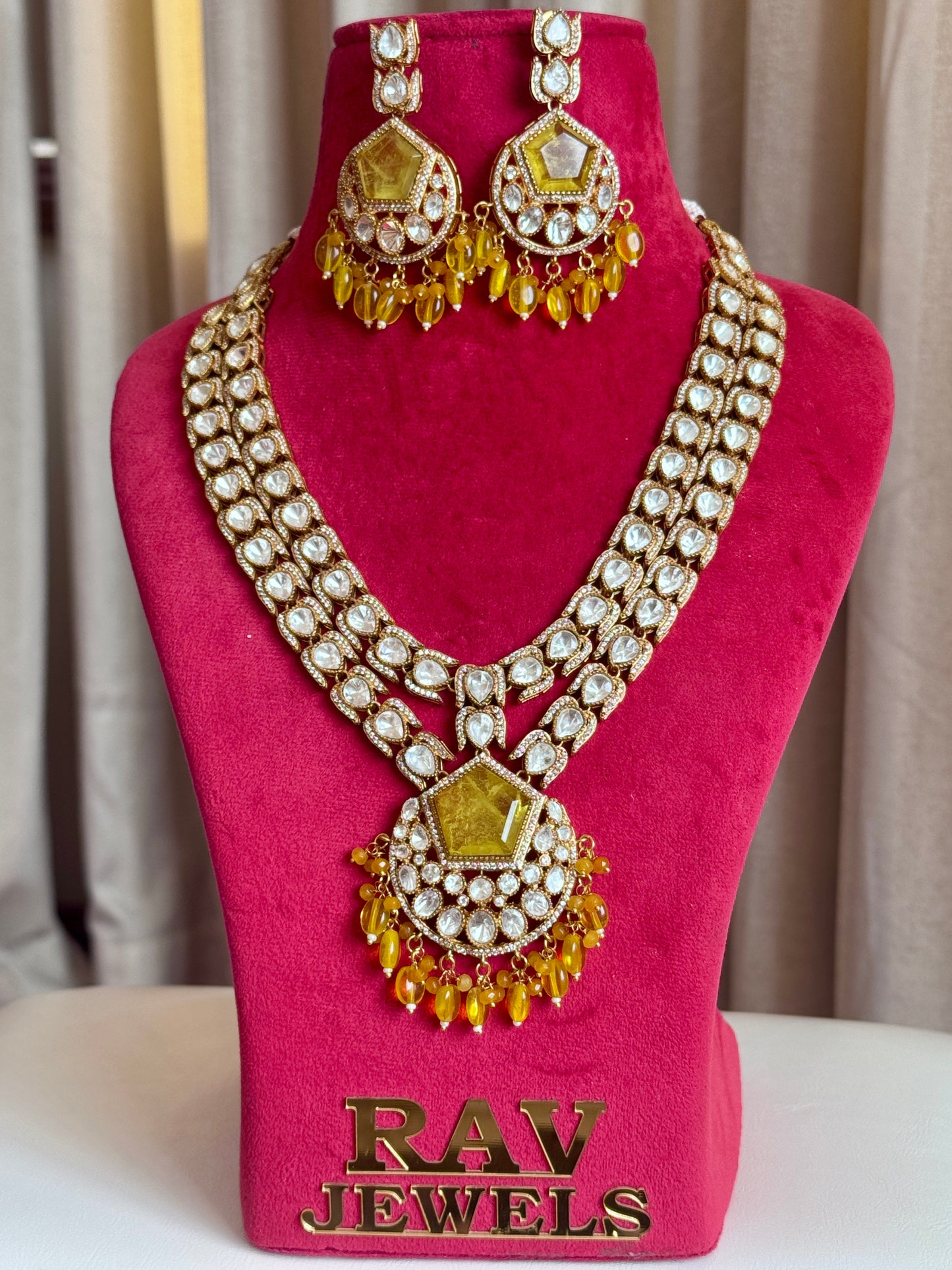 Premium moissanite Tyani inspired medium long necklace set